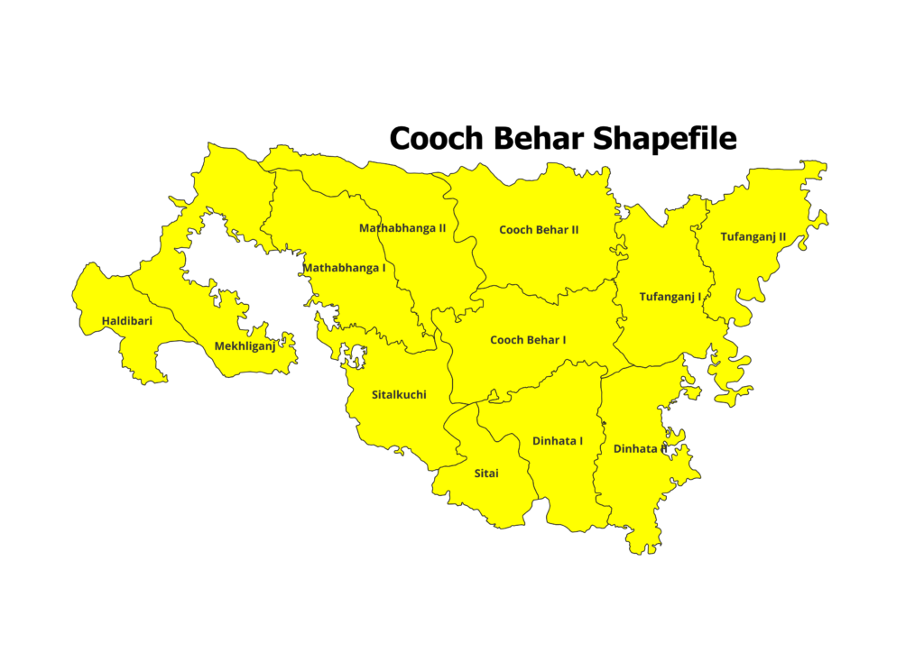 Download West Begal All District Blocks Shapefile 2024 Map GIS   Cooch Behar Blocks Shapefile 1024x724 